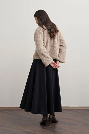 Vizon-Gold Dügmeli Peluş Ceket