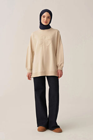 Taş-Pamuklu Aplikeli Sweatsirt