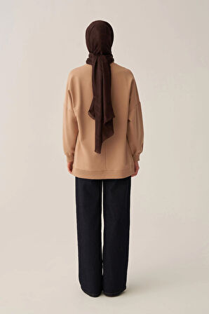 Vizon-Pamuklu Aplikeli Sweatsirt