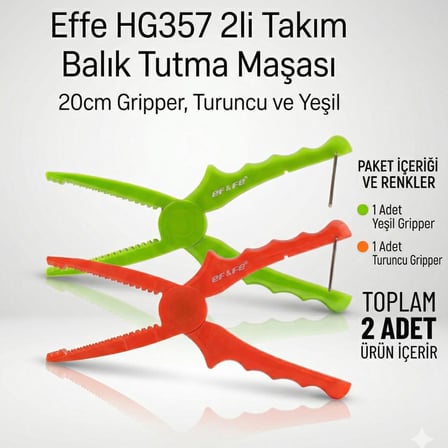 Effe HG357 2li Takım Balık Tutma Maşası 20cm Gripper Turuncu Yeşil