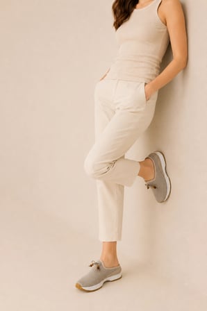 Safari Hakiki Deri Astarlı Boncuk Detaylı Bej Triko Terlik