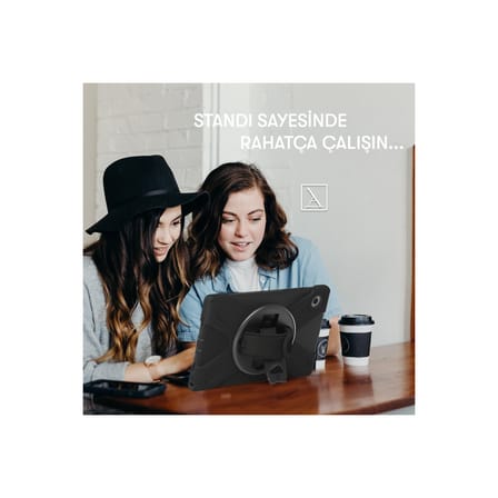 Fuchsia MatePad T10 9.7" Uyumlu Tam Koruma Defender Askılı 360° Dönebilir Standlı Zırh Tablet Koruyucu Kılıfı