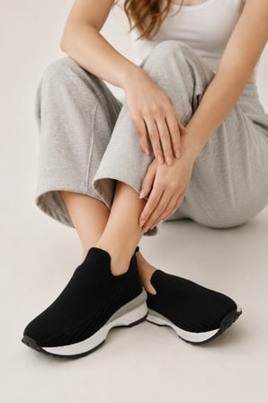 NoirStep Triko Örgü Malzemeli Termolıght Taban Siyah Renk Spor Ayakkabı