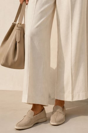 Pure Hakiki Süet Derisi Termo Taban Bej Süet Loafer