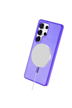 Fuchsia Samsung Galaxy S23 Ultra ile Uyumlu Kılıf Star Kablosuz Şarj Özellikli Kapak - Turuncu