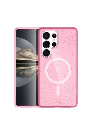 Fuchsia Samsung Galaxy S23 Ultra ile Uyumlu Kılıf Star Kablosuz Şarj Özellikli Kapak - Pembe