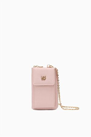 Levidor Pudra Monogram Baskılı Telefon Bölmeli Zincir Askılı Cüzdan