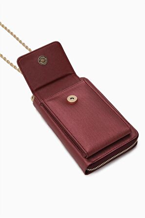 Levidor Bordo Çok İşlevli Telefon Bölmeli Cüzdan