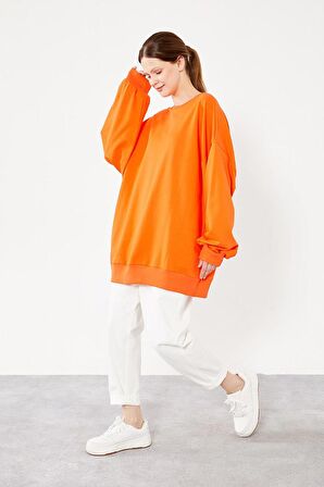 Levidor Oranj Bisiklet Yaka Oversize Sweat