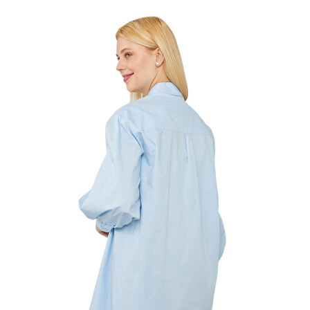 Oversize Balon Kol Poplin Gömlek