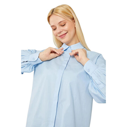 Oversize Balon Kol Poplin Gömlek