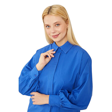 Oversize Balon Kol Poplin Gömlek