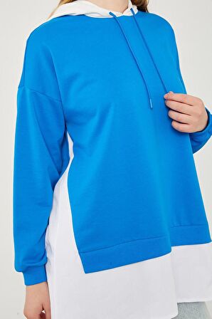 Levidor Saks Kapuşonlu Gömlek Detaylı Sweat