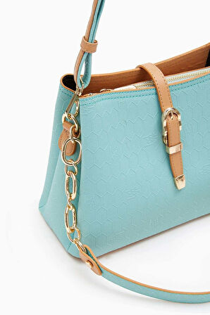 Lazer Baskılı  Kadın Omuz Çantası - Su Yeşili