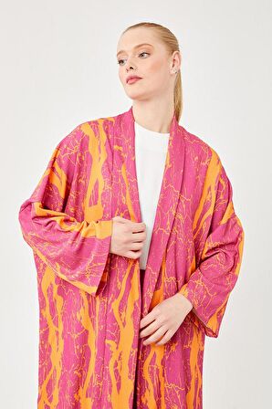 Levidor Oranj Desenli Kimono Takım