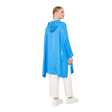 Kadın Saks Kanguru Cepli Parlak Kumaş LEV.170025