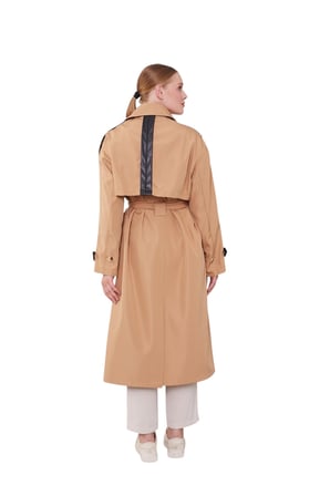 Camel Düğme Kapamalı Trençkot