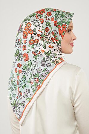 Levidor Yağ Yeşili Mine Çiçeği Trennd Twill Eşarp