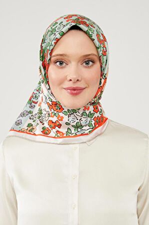 Levidor Yağ Yeşili Mine Çiçeği Trennd Twill Eşarp