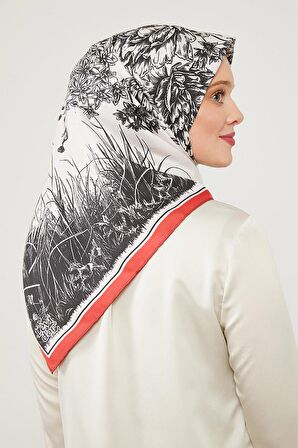 Levidor Kırmızı Sazlık Desen Trend Twill Eşarp