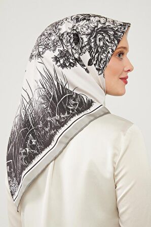 Levidor Siyah Sazlık Desen Trend Twill Eşarp