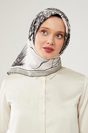 Levidor Siyah Sazlık Desen Trend Twill Eşarp