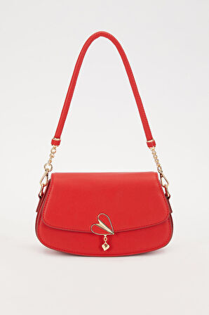Kırmızı Kalp Aksesuarlı Omuz Çantası-930168