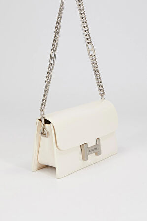 Beyaz Çift Askılı Omuz Çantası