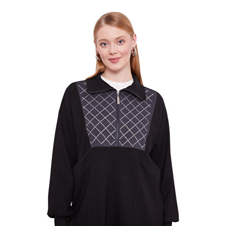 Siyah Denim Yaka Detaylı İkili Takım