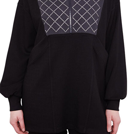 Siyah Denim Yaka Detaylı İkili Takım