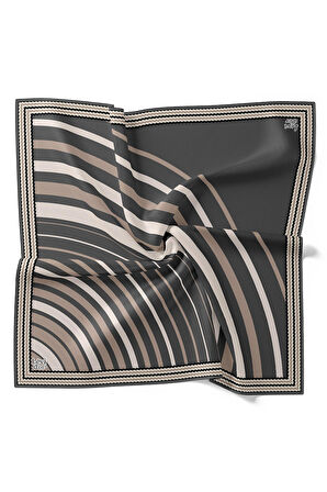 Gri Yarım Daire Twill İpek Eşarp