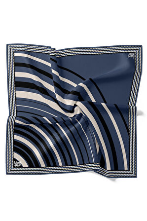 İndigo Yarım Daire Twill İpek Eşarp