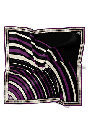 Mor Yarım Daire Twill İpek Eşarp