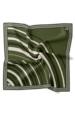 Yeşil Yarım Daire Twill İpek Eşarp