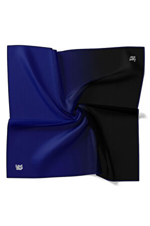 Lacivert Geçişli Twill İpek Eşarp