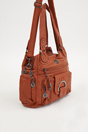 Taba Örgü Detaylı Omuz Çantası