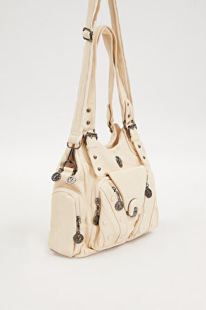 Beyaz Kemer Askılı Omuz Çantası