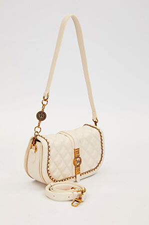 Krem Kenar Örgü Model Omuz Çantası