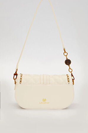 Krem Kenar Örgü Model Omuz Çantası