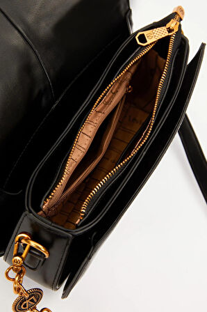 Siyah Kenar Örgü Model Omuz Çantası