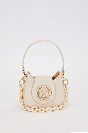 Logolu, Mini Boy, Zincir Detaylı, Uzun Askılı, Kadın Şık El Çantası 930346 Krem