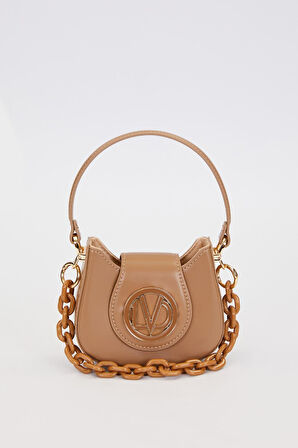 Logolu, Mini Boy, Zincir Detaylı, Uzun Askılı, Kadın Şık El Çantası 930346 Kahverengi