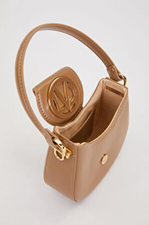 Logolu, Mini Boy, Zincir Detaylı, Uzun Askılı, Kadın Şık El Çantası 930346 Kahverengi