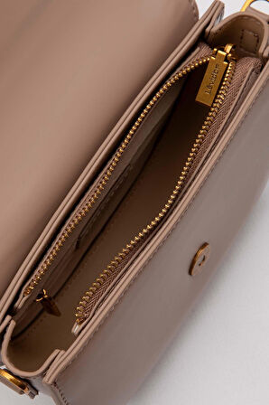 Haki Oval Zincir Detaylı Omuz Çantası