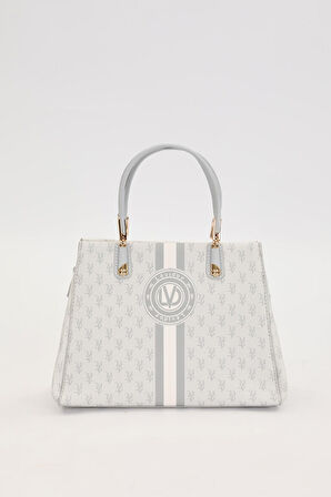 Gri Monogram Desenli El Çantası