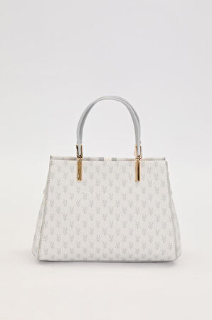 Gri Monogram Desenli El Çantası