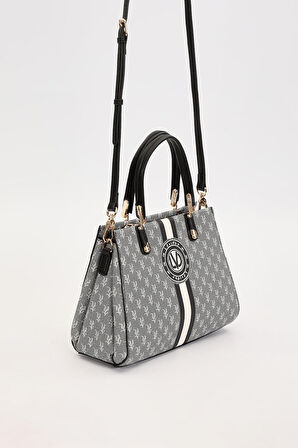 Siyah Monogram Desenli El Çantası