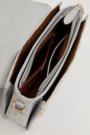 Gri Logolu Monogram Desen El Çantası