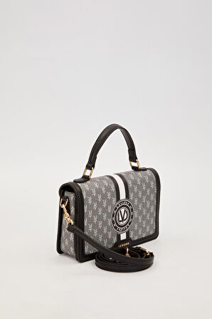 Siyah Logolu Monogram Desen El Çantası