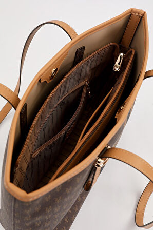 Kahve Gold Akseusar Detaylı Omuz Çantası